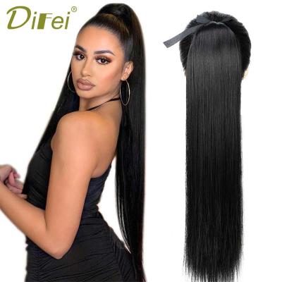 China DIFEI Straight Regular Wave Ponytail with Synthetic Fiber Natural Fake Ponytail Around Clip Wig, 22 Inches Long, Suitable for Women for sale