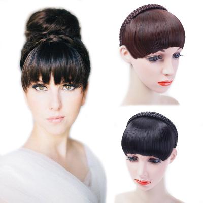 China DIFEI Synthetic Hair Bangs Neat Bangs With Double Row Heat Resistant Bangs Braids Headband In Hair Extensions Wigs FFF555 for sale