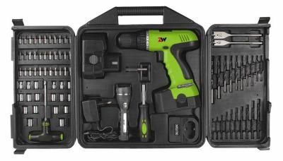 China 78 Piece Combo 18V DIY Cordless Drill Sets with Blow Plastic Carrier / Drills Bits / Sockets for sale