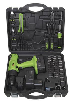 China Portable Battery Charge Screwdriver Tools Kit Cordless Drill Sets with Metal Box Packaging for sale