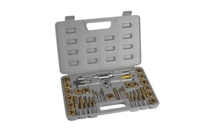 China 40Pcs Metric Metric Tap & Die Set Titanium Coated Alloy Steel Met with Rolling Process for sale