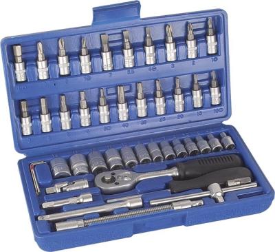 China Carbon Steel 45PCS 1/4'' Drive Metric Socket Tools Set , Chrome Vanadium Socket Set for sale