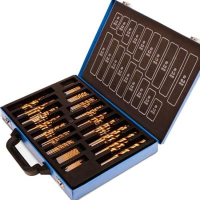 China 200pcs Titanium Nitride Twist HSS Drill Bit Sets with Carry Case High Precision and High Speed for sale