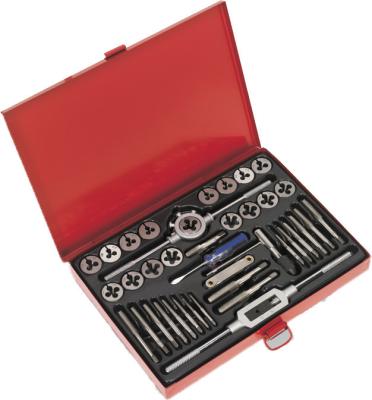 China Alloy Steel Hss Hand Metric Tap and Die Sets 40pcs with Red Plastic Case Packing for sale