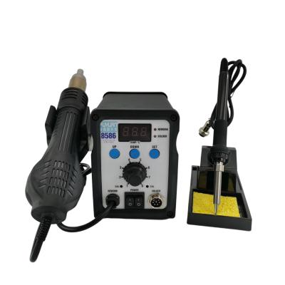 China Building Material Stores FLYJAN 8586 Digital Display Hot Air Rework Solder Reference 2 in 1 with Air Gun Hot Soldering Station for sale