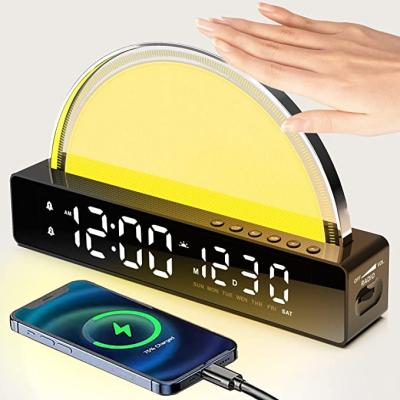 China Antique Style Sunrise Alarm Clock , Wake Up Ligh Sunrise Touch Dynamic 7 Colors Atmosphere Light Up 6 Natural Sounds for sale