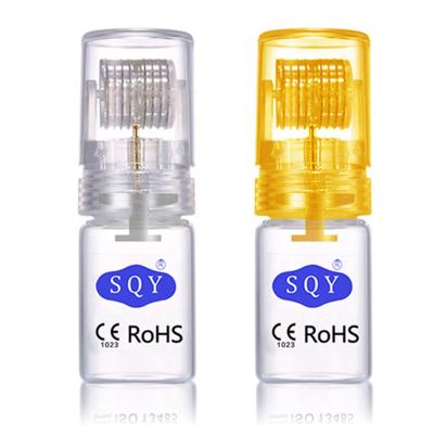 China Anti Hair Removal SQY Microneedle Hydra Roller 192 Gold Needles Derma Roller Titanium Bottle For Hyaluronic Acid Serum for sale