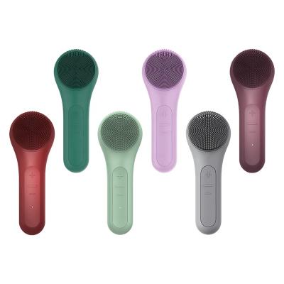 China Pigment Removal Home Use Silicone Heating Rechargeable Handle IPX7 Waterproof Facial Scrubber Cleansing Brush For Personal Care for sale