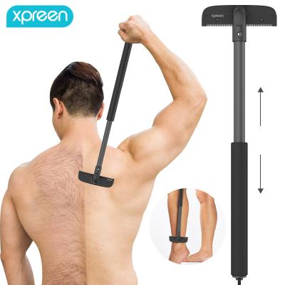 China Men Hair Shaving China Manufacturer Do-It-Yourself Stretchable Long Handle Stainless Steel Back Hair Remove Back Razor Shaver For Men for sale