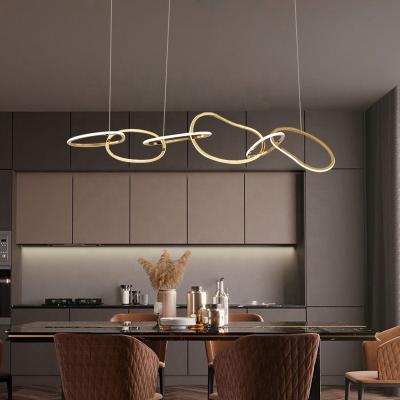 China Modern Stainless Steel Gold Hanging Modern Pendant Lights Circle Ring Ceiling Lights Led Project Hotel Decorative Chandeliers for sale