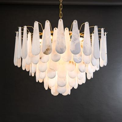 China Modern Minimalist Light Luxury Bedroom Villa Chandelier Living Room Chandelier Alabaster Decorative Pendant Lamp Modern Dining Room for sale