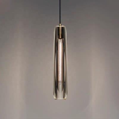 China JQLIGHTING Modern Luxury Copper Smokey Cordless Gray LED Crystal Chandelier Lighting Drop for Kitchen Island Pendant Lamp for sale