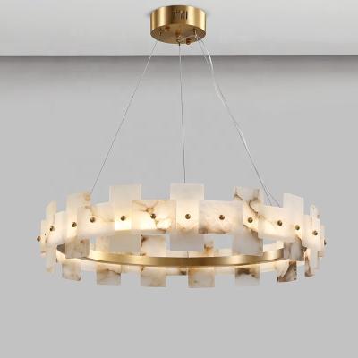 China Creative Modern Copper Modern Designer Simple Living Room Lamp Chinese Style Restaurant Led Lamp Bedroom Marble Chandelier for sale