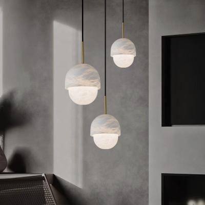 China Modern Creative Alabaster Symmetry Kitchen Oval Solid Pendant Light Restaurant Dining Office Marble Island Lamp Chandelier for sale