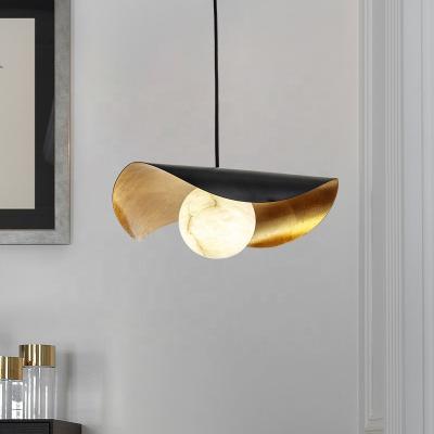 China Modern light luxury creative small bedroom dining room lamp sunset marble pendant lamp chandelier for sale