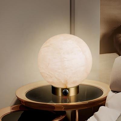 China Modern Spain imported natural marble table lamp moon lamp all night light three-color touch switch copper table lamp for sale