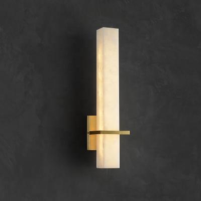 China Full Copper Luxury Modern Living Room Wall Lamp Hotel Stairs Aisle Dining Bedroom Bedside Marble LED Wall Light for sale