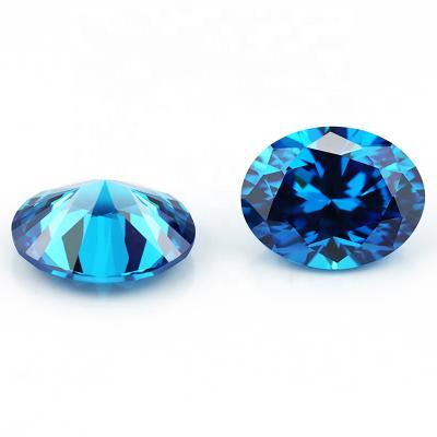 China Star Green Blue Egg Shaped Loose Stones Dark Blue Gemstone Oval Cut Zircon for sale