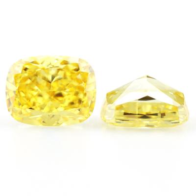 China Long Star Cushion Cut CZ Gemstone Diamond Color Lemon Canary Yellow Zircon for sale