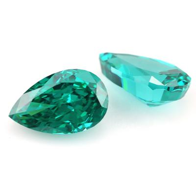 China Loose Synthetic CZ Pear Star Stone Paraiba Green Blue Green Zircon for sale