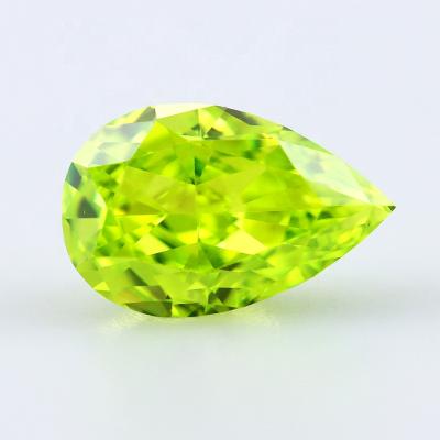 China Star Apple Green Zircon Crushed Ice Cut Pear Shape CZ Stones Loose Gemstones Sale for sale