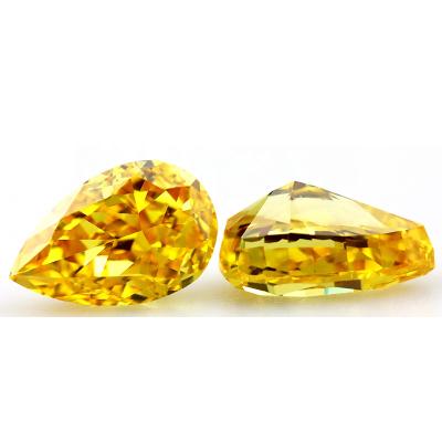 China NO Ice Flower Cut Stone Gold Yellow Zircon CZ Pear Zircon Loose Gems for sale