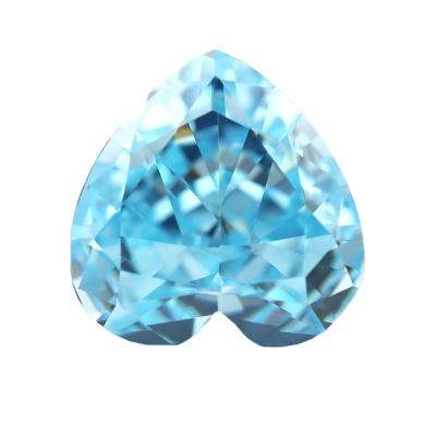 China NO CRUSHED 8A Quality Loose Light Blue Green Zircon Heart Shape CZ Gemstone for sale