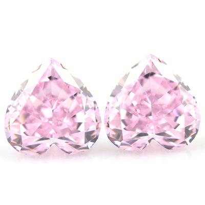 China NO Cut American Excellent Cubic Zirconia Love Heart Shape Light Pink Gemstone for sale