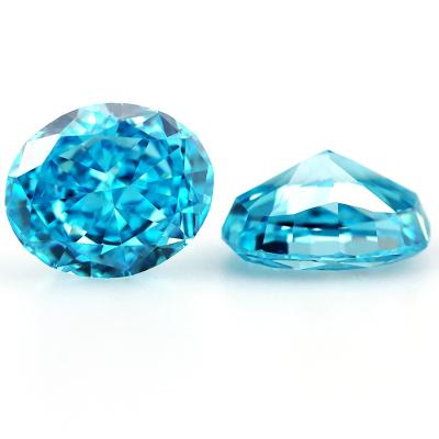 China Oval Star Ice Crushed Green Blue Color CZ 8A Grade Synthetic Zircon Heater Cut Gemstone For Jewelry Making for sale