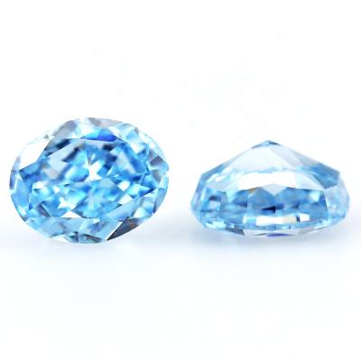 China Factory Directly Wholesale Good Quality Cubic Zirconia 8A Oval Blue Diamond Color Gemstone NO Loose for sale