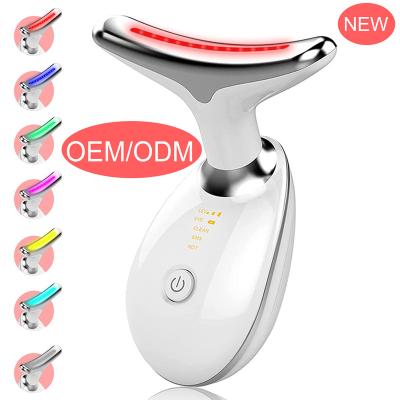 China Wrinkle Remover New EMS Led Face Lift Neck Anti Aging Slim Beauty 3 Led Face Light Neck Therapy Photon Lifting Massager for sale