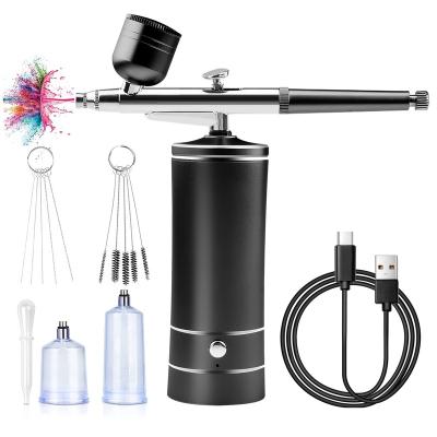 China Mini Airbrush Compressor Hair Tattoo Color Hair Nano Base Liner Rechargeable Beauty Airbrush System Airbrush Nail Art Painting Machine for sale