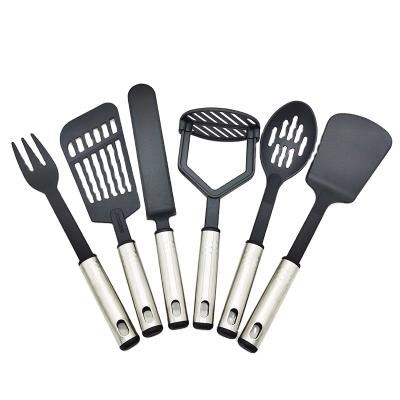 China HOT SALE HOT GOODS 6 PCS HEAT RESISTANT NYLON NON-STICK KITCHEN Utensil COOKING TOOL KIT WITH STAINLESS STEEL HANDLE for sale