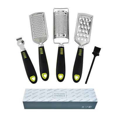 China Amazon Sustainable Hot Selling 4 Pieces Stainless Steel Cheese Grater Set for sale