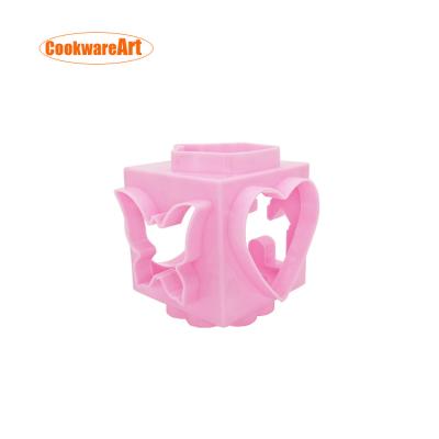 China Sustainable Food Contact Safe 6 Shapes In 1 Pink Plastic Rolling Cookie Cutter For Baking for sale