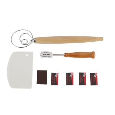 China Sustainable Bread Baking Tool Kit Stainless Steel Dough Beater, Scraper, Bread Reducing Tool With 4 Sharp Blades for sale