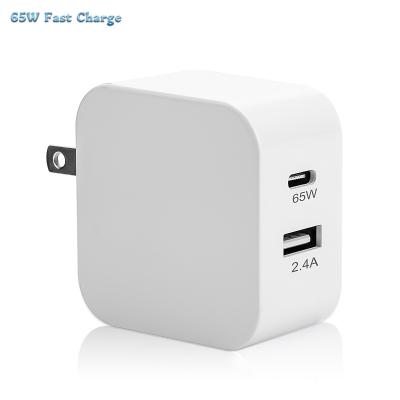 China High Speed ​​Dual Fast Charger 65w Palladium Travel Adapter Fast Charger for sale