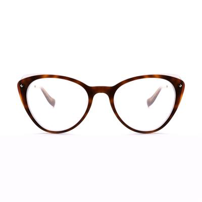 China Fashionable Hot Selling Multicolor Eyewood Spectacle Glasses Brand Metal Acetate Optical Frame Glasses for sale