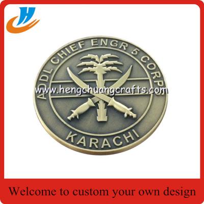 China Die casting metal coins,challenge coin with 60mm design souvenir coins for sale