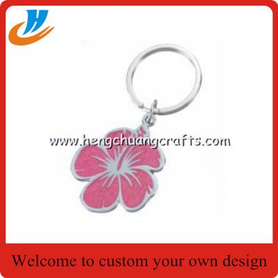 China Metal painted four leaf clover pendant key rings, metal 4-leaf clover drop charm keychains for sale