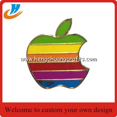 China Apple shape metal badge,Apple lapel pin with button high quality wholesale for sale