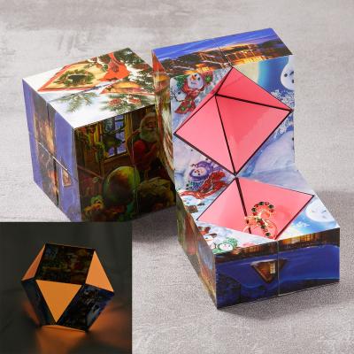 China Stunning Magic Infinite Luminous Package Flip Toy Kids Gift Ring Box Christmas Element Puzzle Jewelry Box Cube Jewelry Box for sale