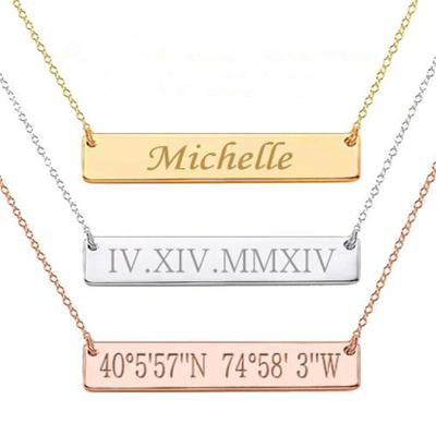 China Women CLASSIC Custom Clavicle Stainless Steel Bar Chain Necklace Fashion Personalized Name Lettering Gold Plated Choker Necklace for sale