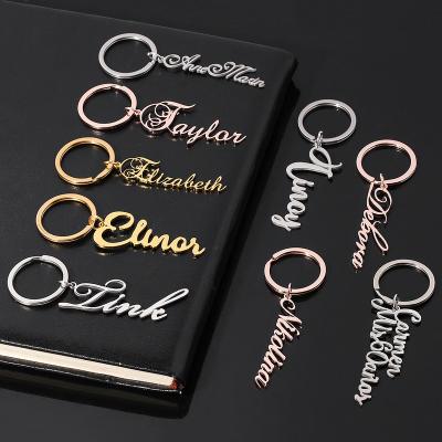 China High Quality Personalized Keychains Customized Stainless Steel Name Nameplate Sculpt Unique Keyring Women Men Valentine Gifts for sale