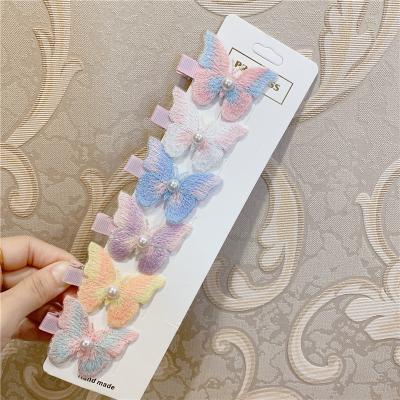 China Soft Colorful Multilayer Pearl Butterfly Braided Hair Pin Tassel Butterfly Hair Clip Headbands Chain Headband for sale