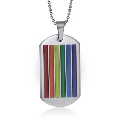 China 2021 Simple Hiphop New Arrival Geometry 6-Color Drop Glue Rainbow The Same Sex Stainless Steel Pendant Necklace For Girls Jewelry for sale