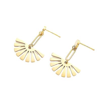 China Fashionable Cute 316 L Stainless Steel Real Gold Plated Geometric Helix Shaped Stud Earrings for sale