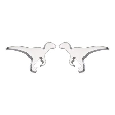 China 316 L Cute Simple Gold Dinosaur Stud Earrings Real Gold Plated Stainless Steel Gun Metal Black Silver Color for sale