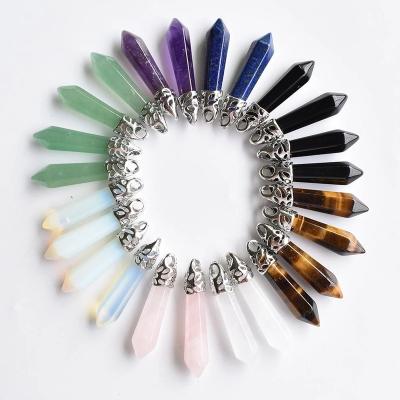 China CLASSIC Natural Stone Hexagonal Pendulum DIY Column Charm Pendant Crystal Opal Quartz 1PCS Agates Pendant Necklace Fashion for sale