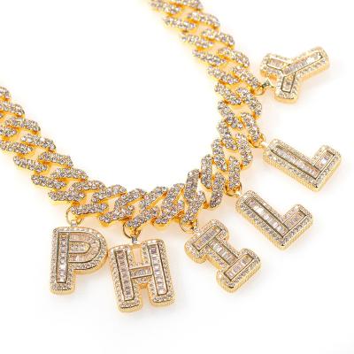 China New Hyperbola Rhinestone Cuban Link Hip Hop DIY Twisted Name Chain Letter Personalized Customized Jewelry Bracelet Necklace Anklet for sale